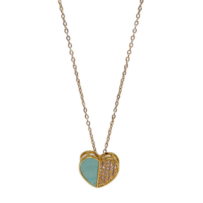 Studded Baby Blue Heart Necklace
