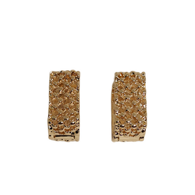 Embossed Gold Huggy Earrings